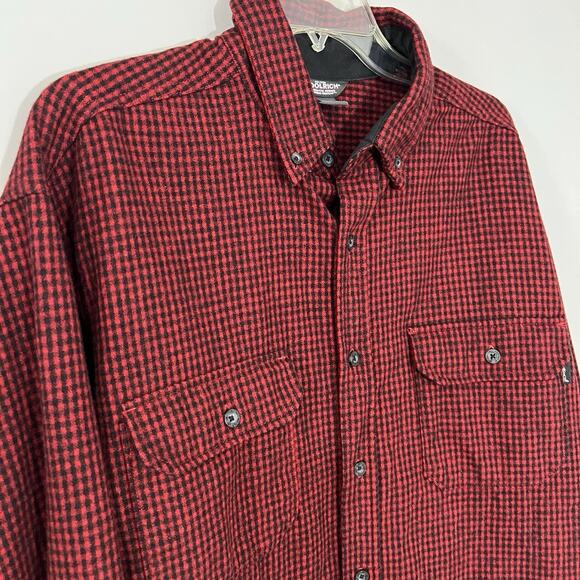 VTG Woolrich Mens Shirt Red Black Micro Plaid Wool Large Shirt Button Flannel - Picture 4 of 10
